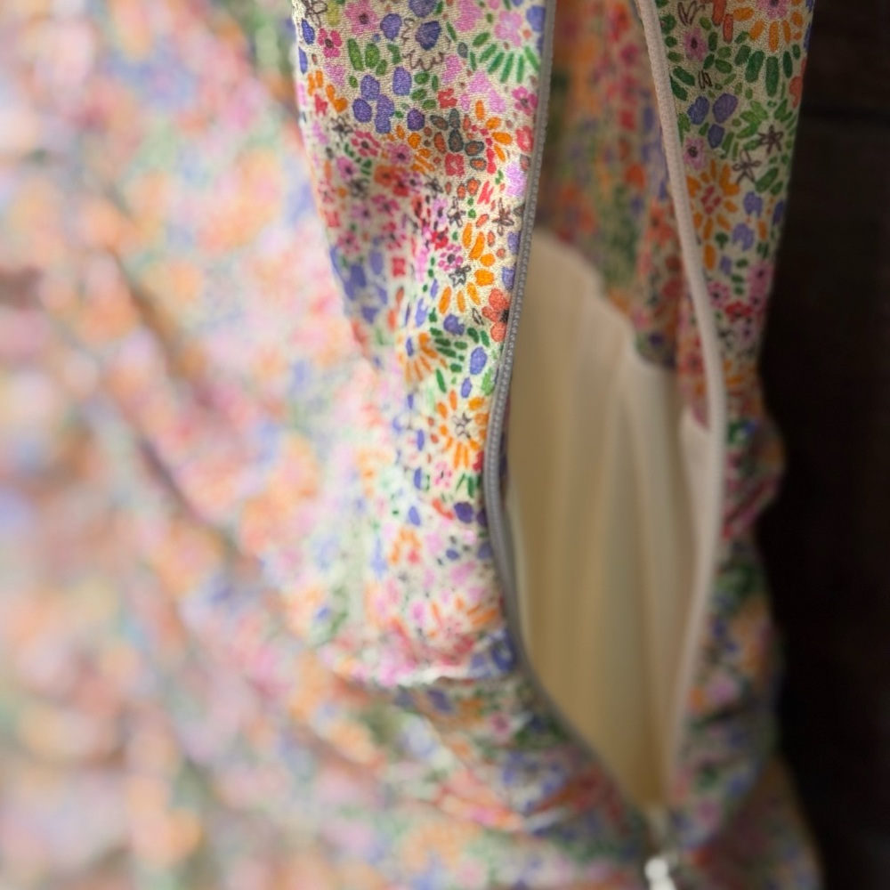 Zara Pink and Yellow Ruched Bodycon Mini Dress - Picture 6 of 10